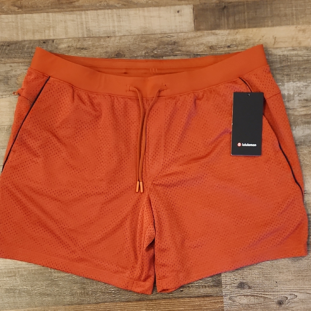lululemon athletica Vibrant Orange Athletic Mesh Shorts